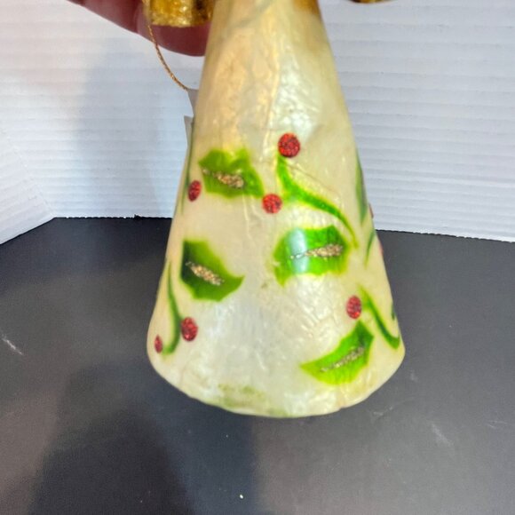 Gold Metal & Abalone Angel Ornament with Hand-Painted Holly Design by Pier 1 - Picture 10 of 11